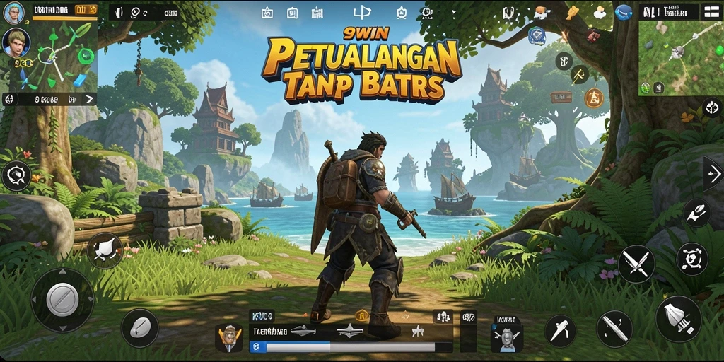 Tangkapan layar gameplay 9WIN dengan pemandangan indah dan eksplorasi yang seru.