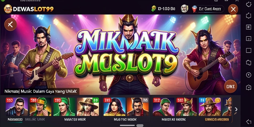 Tampilan gameplay DEWASLOT99 dengan fitur musik interaktif.