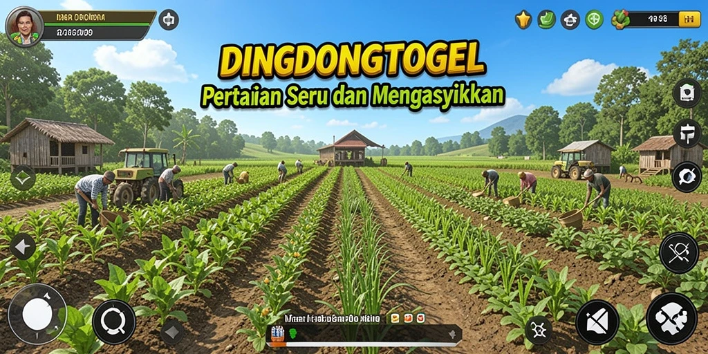 Tampilan gameplay DINGDONGTOGEL dengan kebun yang subur dan karakter pengguna.