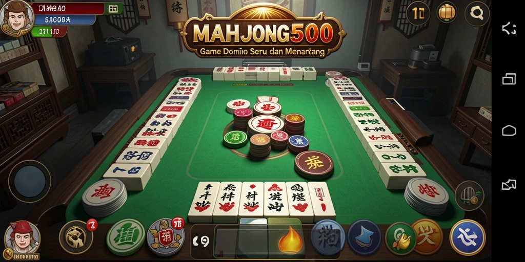 Tampilan gameplay seru dari MAHJONG500 dalam aksi domino.