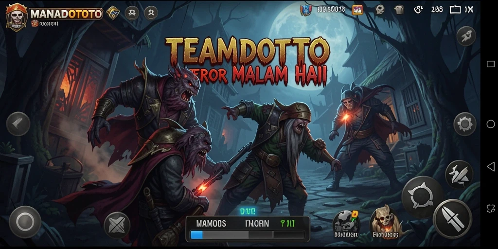 Tangkapan layar dari gameplay MANADOTOTO menampilkan suasana mencekam dan menakutkan.