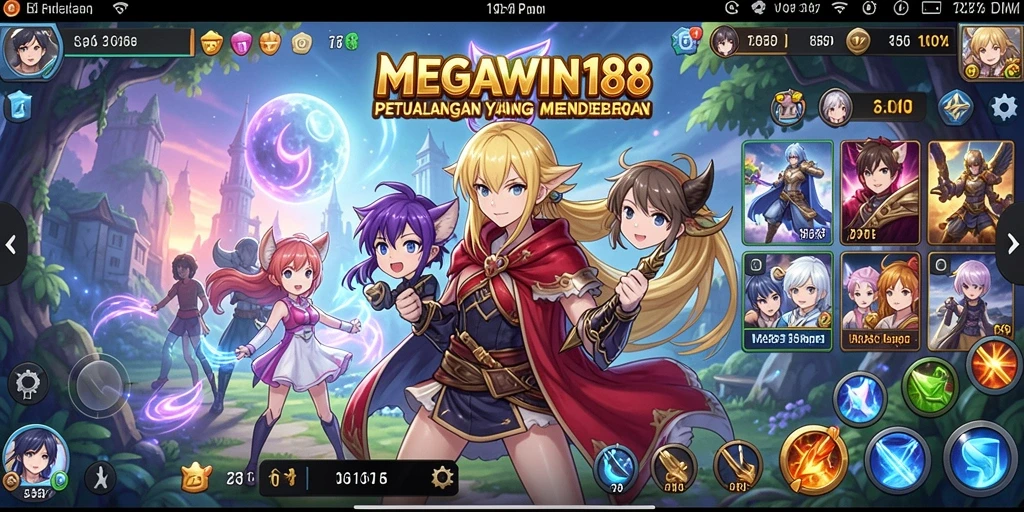 Screenshot gameplay MEGAWIN188 menampilkan karakter Anime yang menakjubkan.