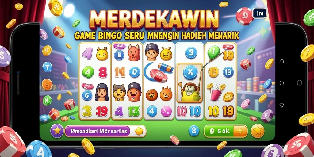 Tampilan screenshot game MERDEKAWIN dengan gameplay Bingo yang seru.