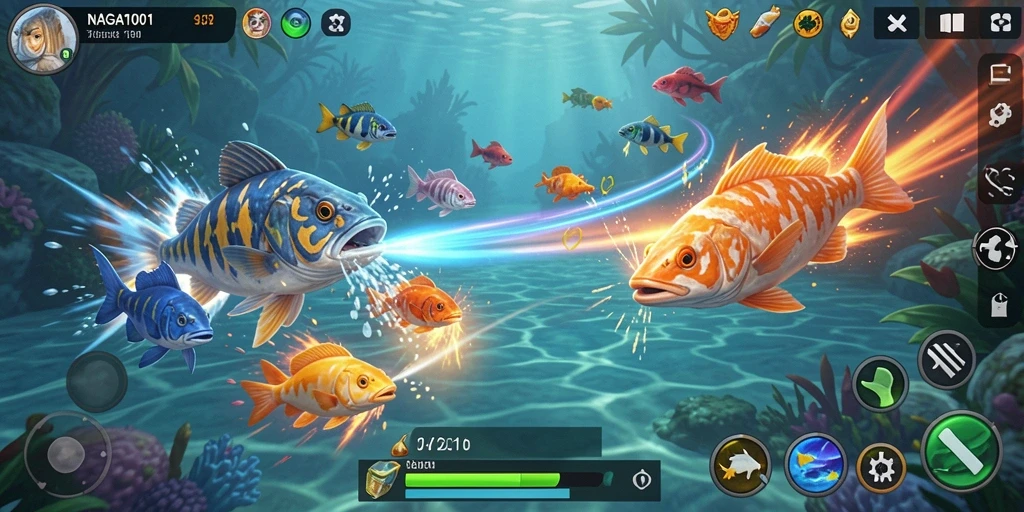 Tampilan gameplay seru menembak ikan di NAGA1001.
