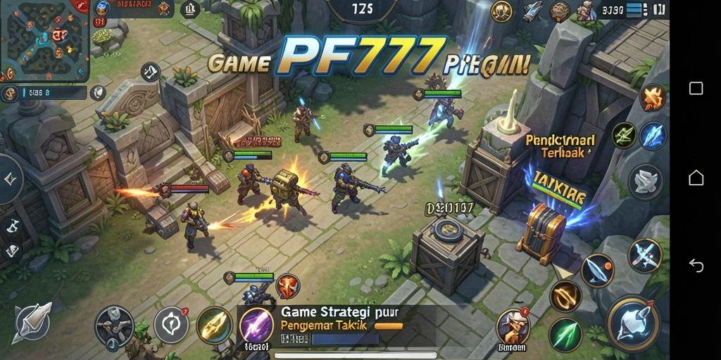 Screenshot utama PF777 menampilkan gameplay strategi yang intens.
