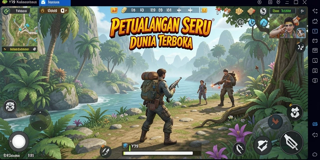 Gameplay seru dalam dunia terbuka Y89 yang luas.